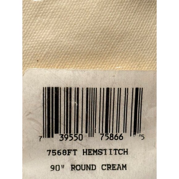 Charter Club Cotton  90" Round Cream Hemstitch Tablecloth - Picture 9 of 9